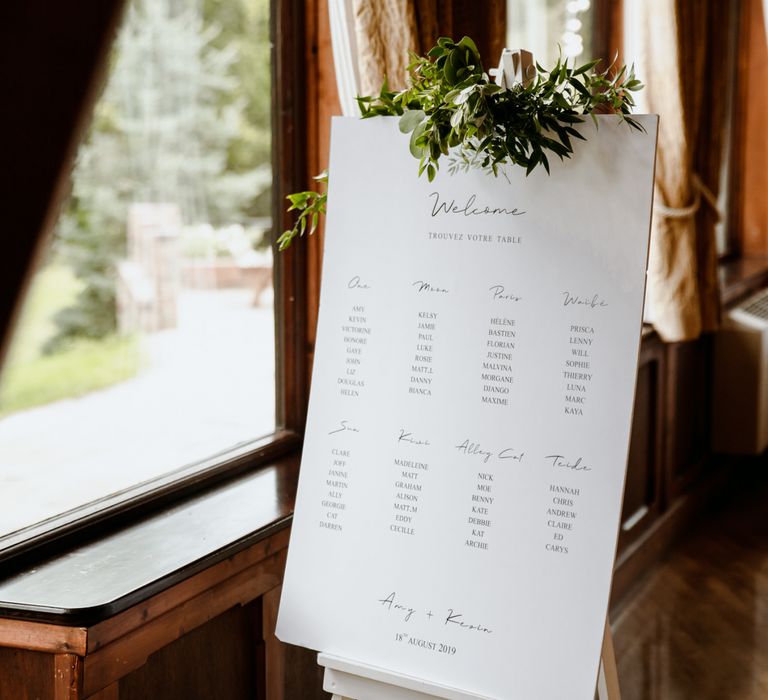 Minimalist table plan at The Ravenswood reception