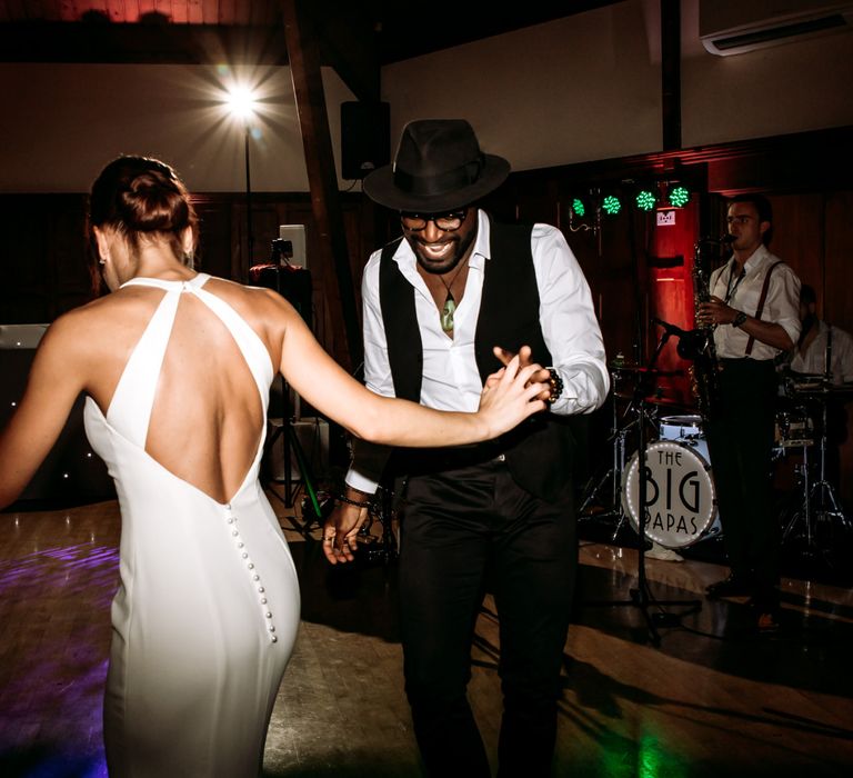 Bride and groom dancing at The Ravenswood evening reception