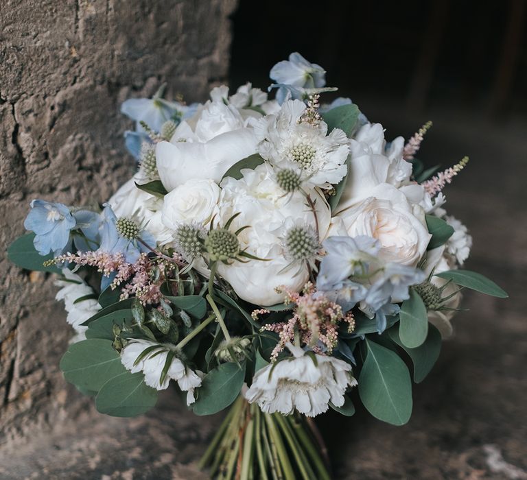 White Flower Wedding Bouquet // The Groucho Club Private Members Club London Wedding With Bride In Sequinned Dress &amp; Flowers By Daisy Ellen Images By Miss Gen Photography