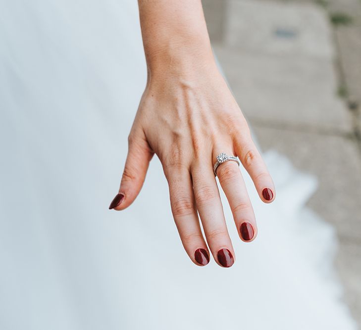 Red Nails For Bride // The Groucho Club Private Members Club London Wedding With Bride In Sequinned Dress &amp; Flowers By Daisy Ellen Images By Miss Gen Photography