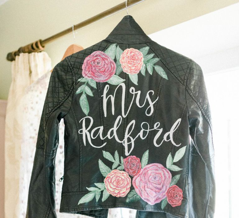 Hand Painted Leather Jacket Bridal Accessory