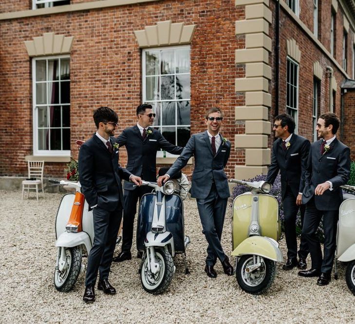 Groom and Groomsmen With Vintage Vespers