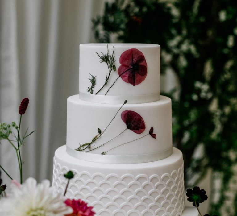 Wedding Cake With Pressed Flower Detail