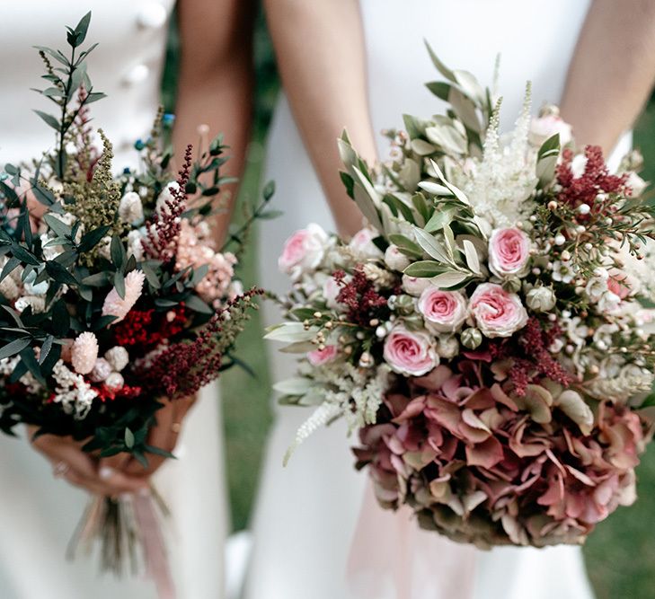 Bridal bouquets in blush pinks