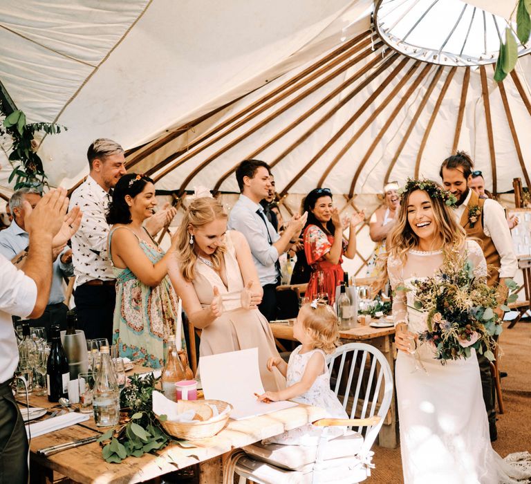 Bride and groom entrance into yurt