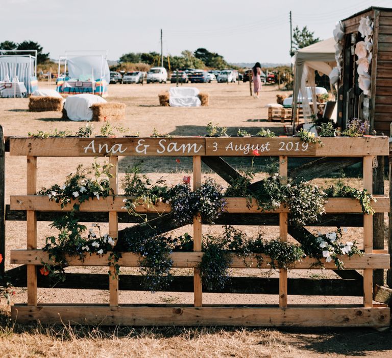 Wooden wedding sign