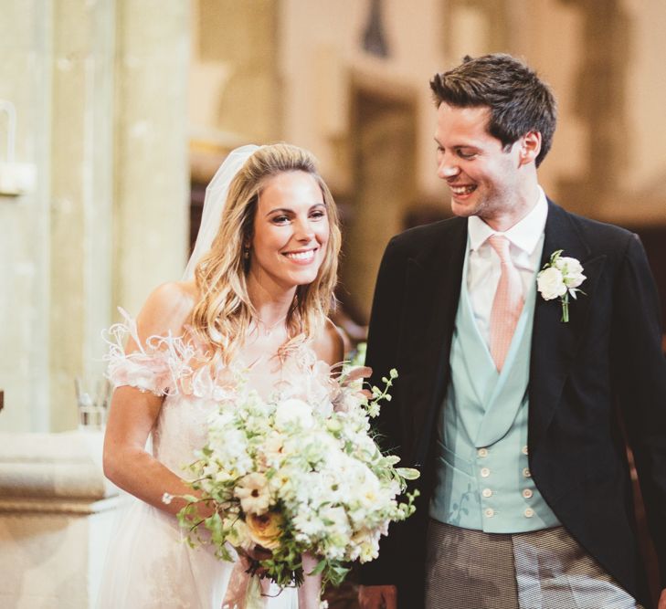 Church Wedding Ceremony | Bride in Bespoke Wilden London Wedding Dress | Groom in Morning Suit | Pastel Wedding at Appuldurcombe on the Isle of Wight | Maryanne Weddings Photography | Wight Weddings