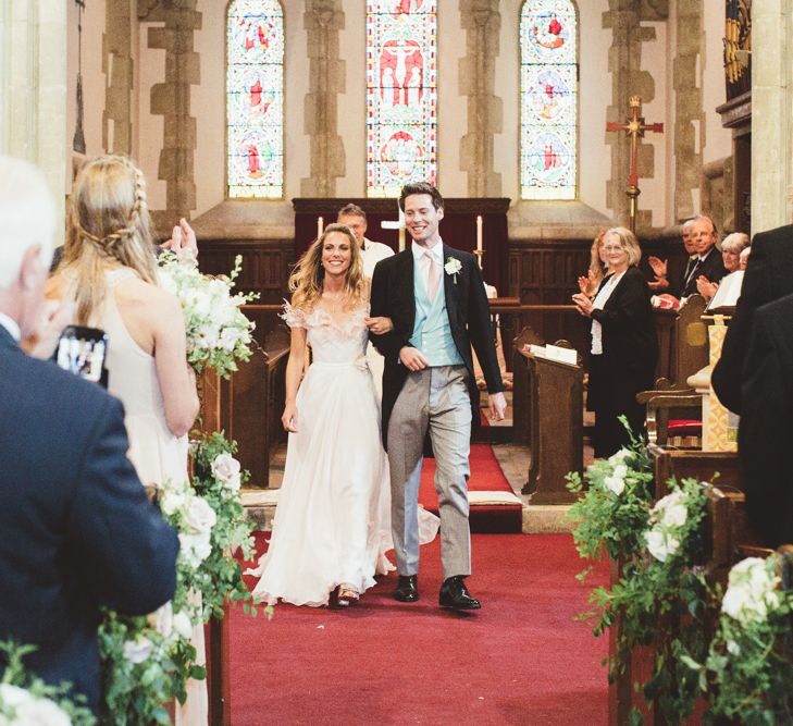 Church Wedding Ceremony | Bride in Bespoke Wilden London Wedding Dress | Groom in Morning Suit | Pastel Wedding at Appuldurcombe on the Isle of Wight | Maryanne Weddings Photography | Wight Weddings