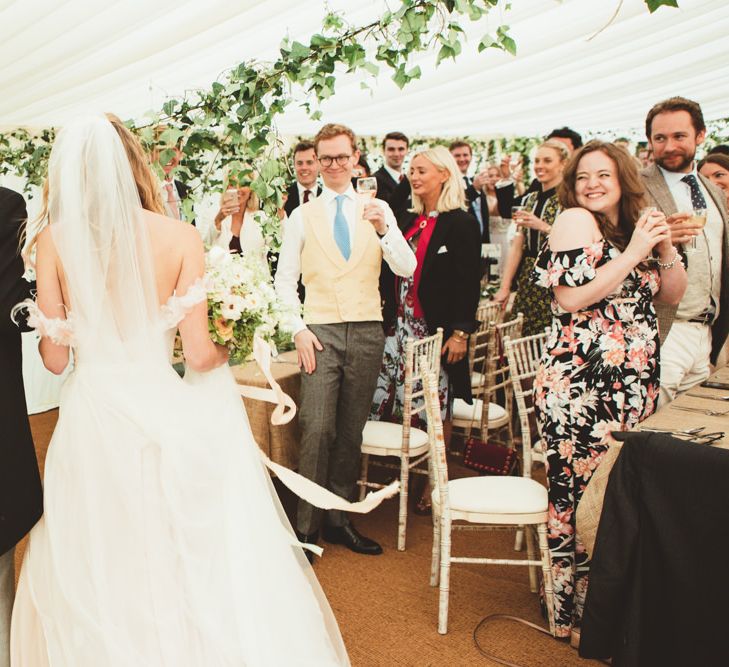 Bride in Bespoke Wilden London Wedding Dress | Groom in Morning Suit  | Pastel Wedding at Appuldurcombe on the Isle of Wight | Maryanne Weddings Photography | Wight Weddings