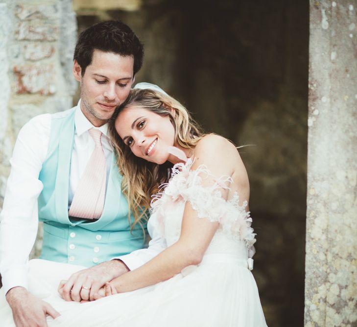 Bride in Bespoke Wilden London Wedding Dress | Groom in Morning Suit  | Pastel Wedding at Appuldurcombe on the Isle of Wight | Maryanne Weddings Photography | Wight Weddings