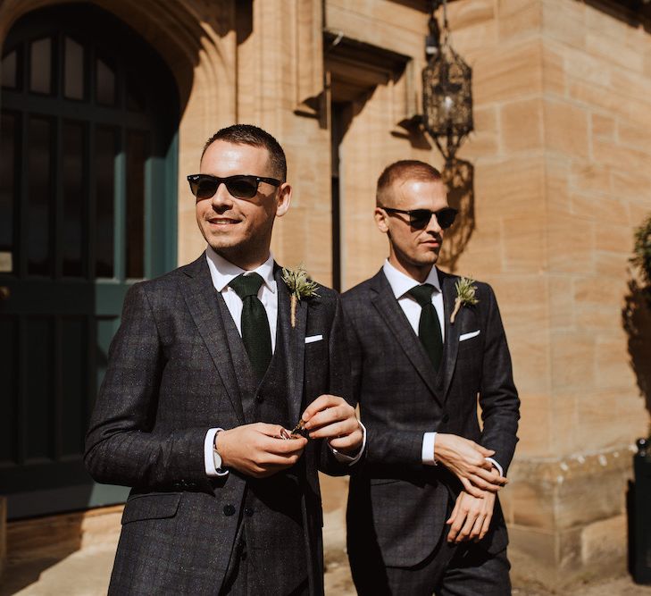 Grooms in Tailored Check Suits and Sunglasses