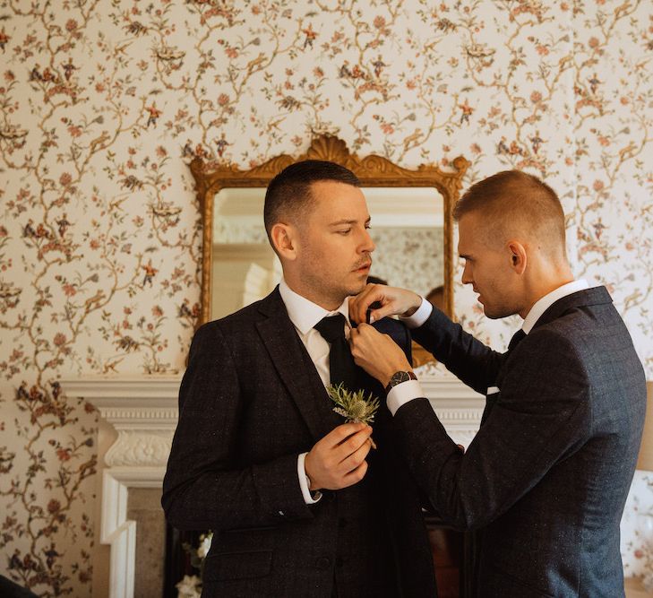 Grooms Getting Ready Together on the Wedding Morning