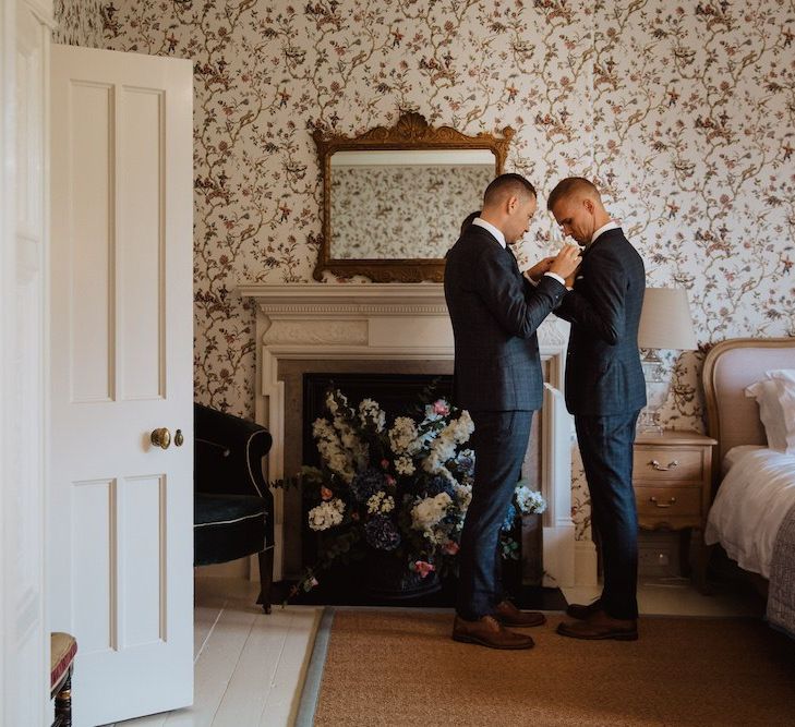 Grooms Getting Ready Together Before Their Gay Wedding