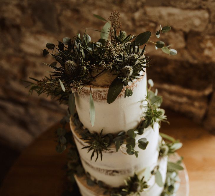 Foliage, Ferns and Succulent Rustic Wedding Cake Decor