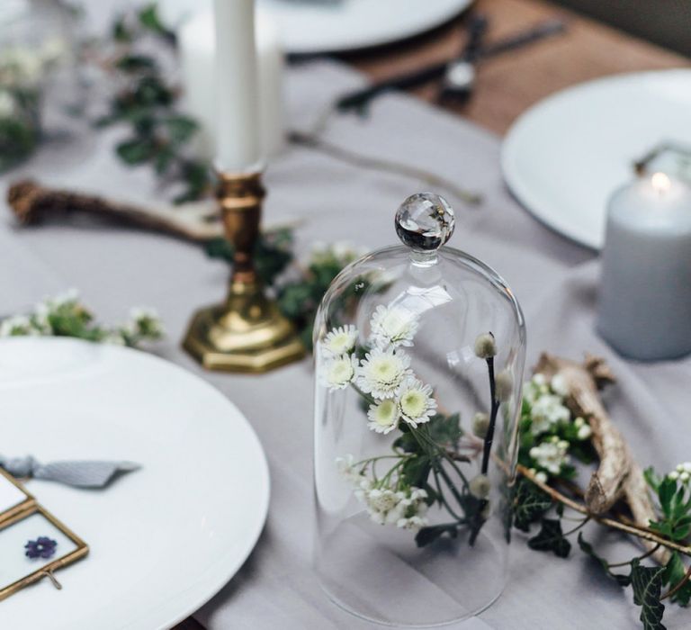 Miniature Cloche with Flowers