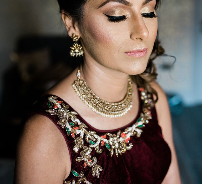 Traditional Lengha  // Bridal Makeup // Wharfedale Grange, Yorkshire // Photography by Kazooieloki.