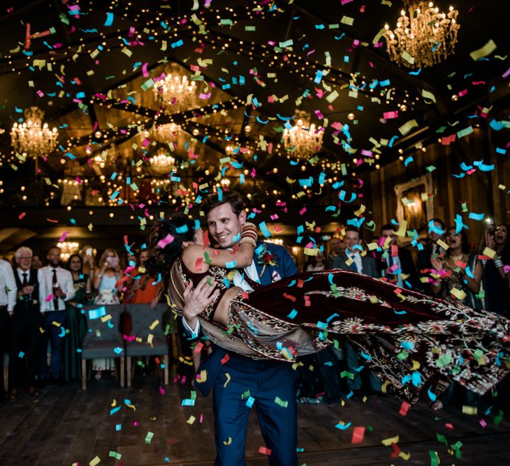 Indoor Confetti // Dancing // Anglo Indian Fusion Wedding // Yorkshire // Photography by Kazooieloki.