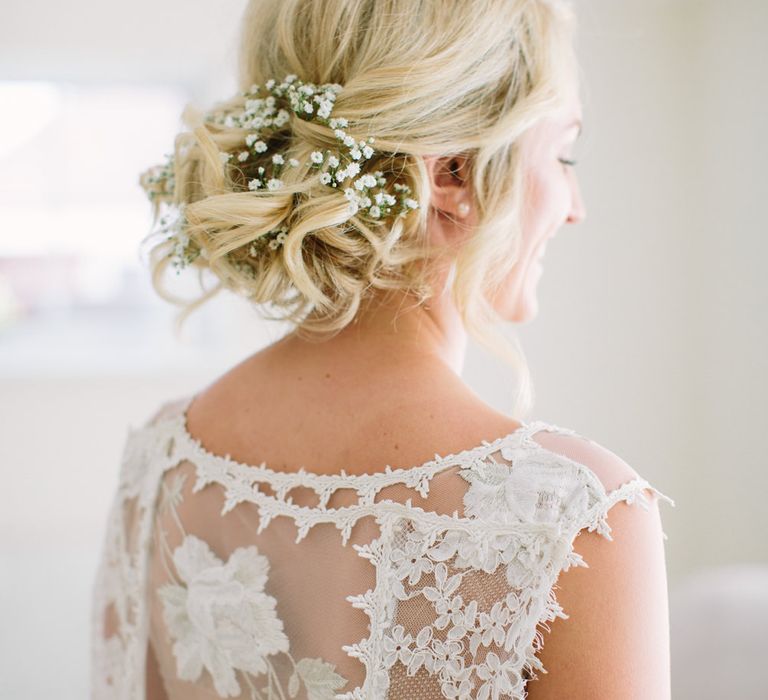 Bride in Claire Pettibone Whitney Bridal Gown with Cape | DIY Country Wedding at Warborne Farm, Lymington | Camilla Arnhold Photography