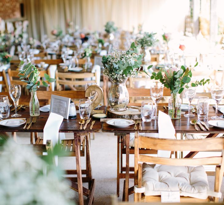 Wedding Reception Decor | DIY Country Wedding at Warborne Farm, Lymington | Camilla Arnhold Photography