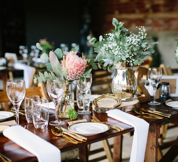 Tablescape Wedding Reception Decor | DIY Country Wedding at Warborne Farm, Lymington | Camilla Arnhold Photography