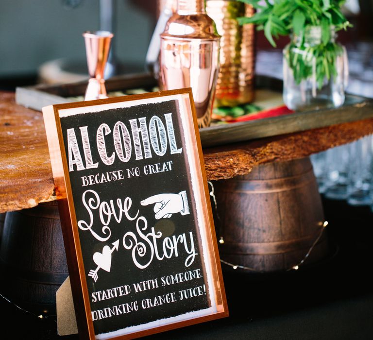 Bar Wedding Sign | DIY Country Wedding at Warborne Farm, Lymington | Camilla Arnhold Photography