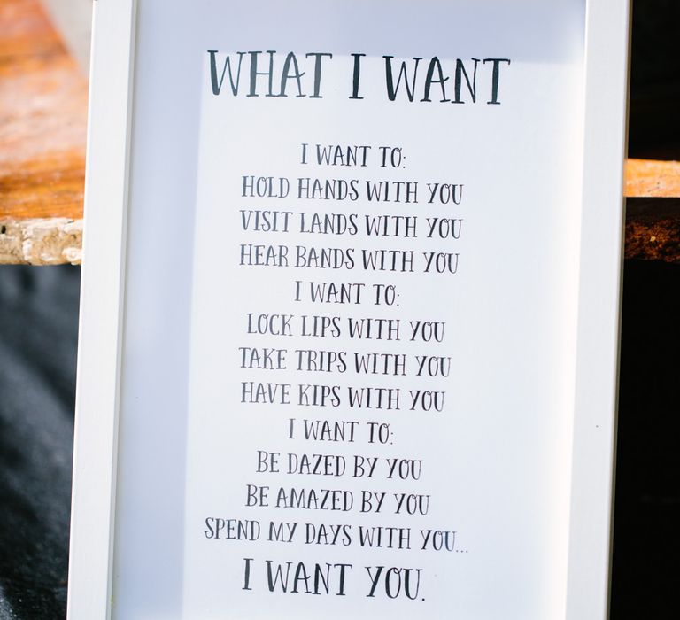 Love Quote Wedding Sign | DIY Country Wedding at Warborne Farm, Lymington | Camilla Arnhold Photography