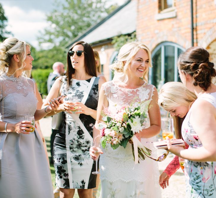 Bride in Claire Pettibone Whitney Bridal Gown | DIY Country Wedding at Warborne Farm, Lymington | Camilla Arnhold Photography