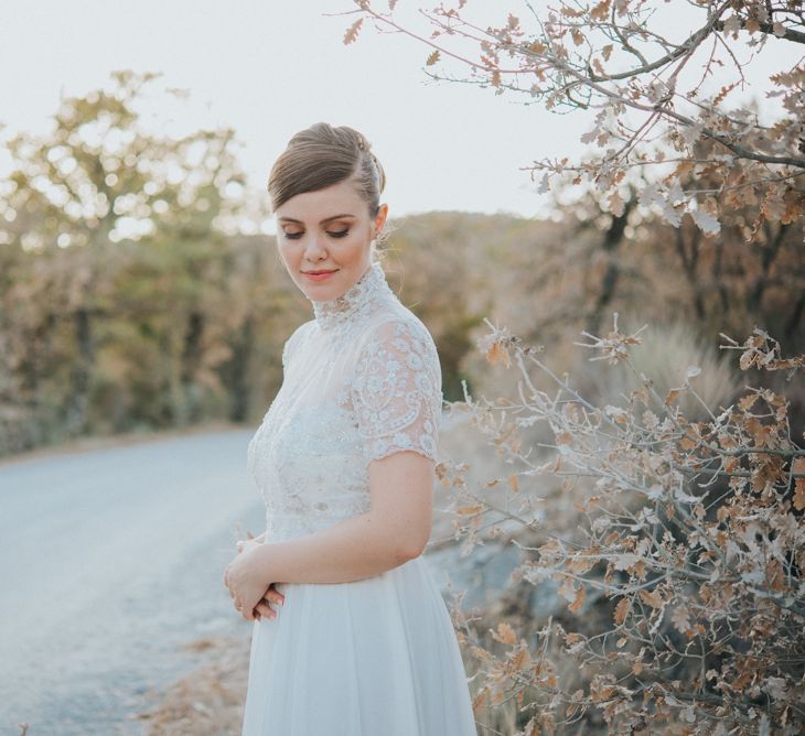 Bride in Sartoria Cucciaioni Wedding Dress | Stylish Pink Wedding at Terzo di Danciano, Tuscany, Italy | Lucrezia Senserini Photography | Film by Righi Photography