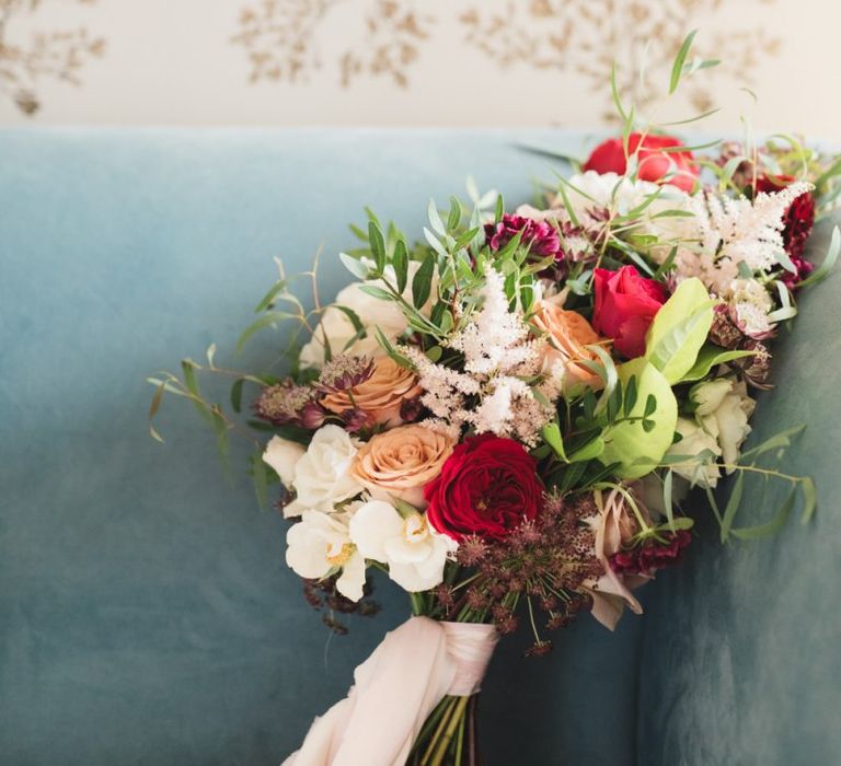 Autumn Bouquet with Red and Pink Roses