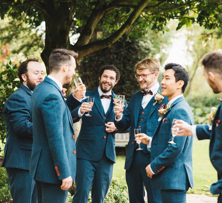 Navy Tweed Suits for Groomsmen from The Vintage Suit Hire Company