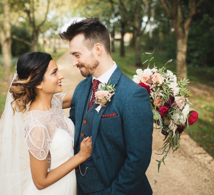 Bride and Groom with Floral Button Hole