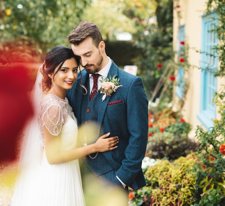 Autumn Wedding With Red Flowers