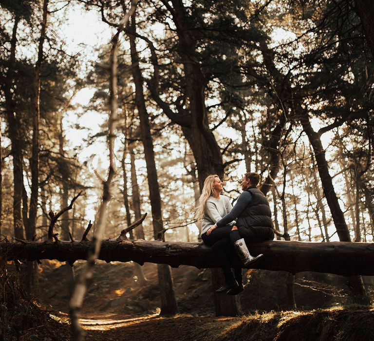 Autumnal Woodland Engagement Shoot at Buxton in the Peak District | Sun Spray Pre Wedding Portraits | Katie Ingram Photography