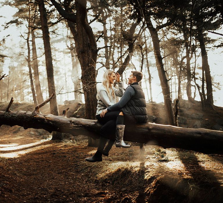 Autumnal Woodland Engagement Shoot at Buxton in the Peak District | Sun Spray Pre Wedding Portraits | Katie Ingram Photography