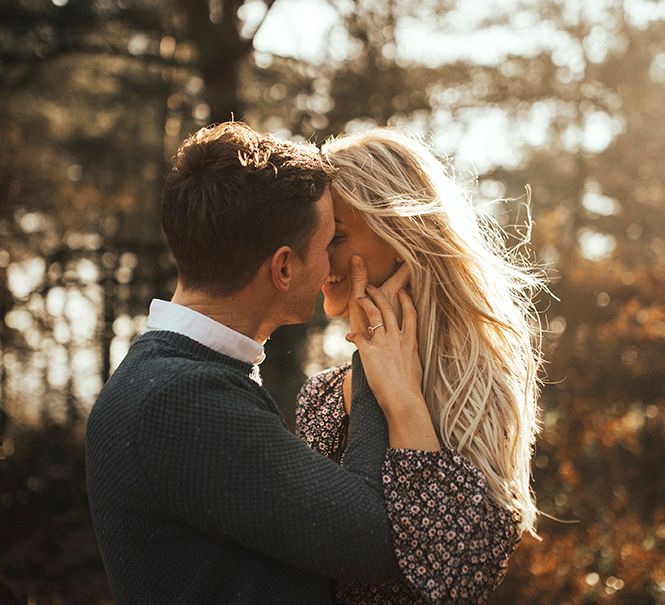 Autumnal Woodland Engagement Shoot at Buxton in the Peak District | Sun Spray Pre Wedding Portraits | Katie Ingram Photography