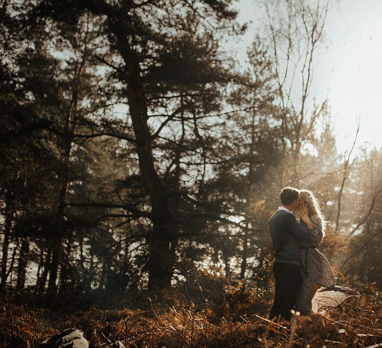 Autumnal Woodland Engagement Shoot at Buxton in the Peak District | Sun Spray Pre Wedding Portraits | Katie Ingram Photography