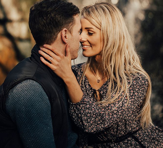 Autumnal Woodland Engagement Shoot at Buxton in the Peak District | Sun Spray Pre Wedding Portraits | Katie Ingram Photography