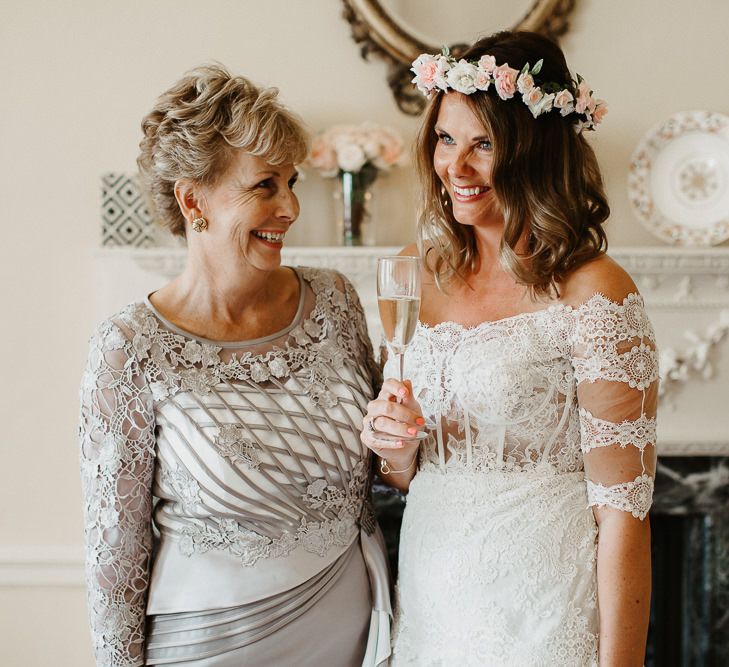 Mother of The Bride with Daughter During Wedding Preparations