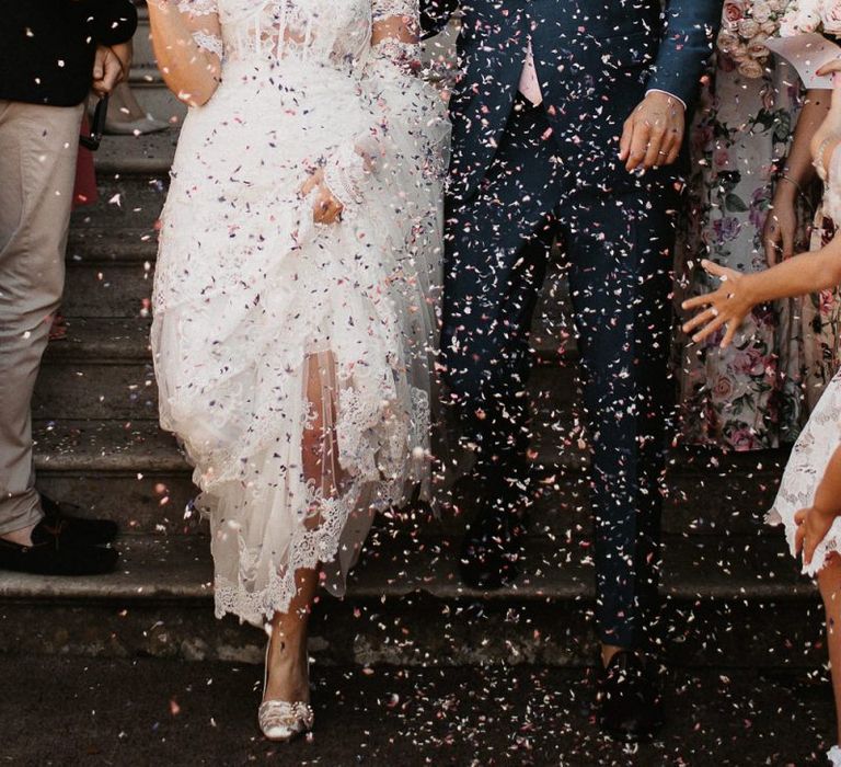 Bride And Groom Confetti Exit