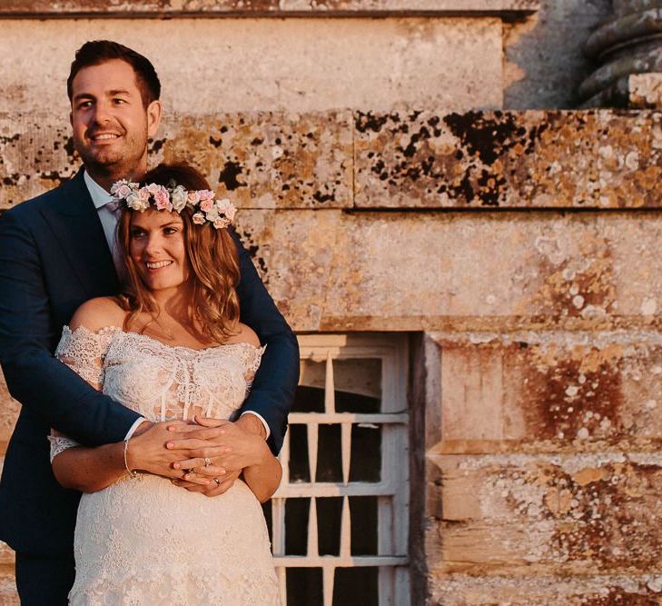 Gorgeous Couple Bride and Groom with DIY Flower Crown