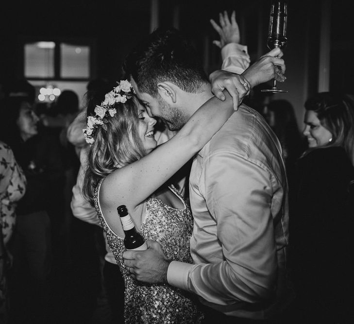 Bride and Groom Dancing With Bride Change of Dress to Sequin Number