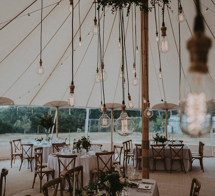 Sperry Tent with Hanging Edison Light Bulbs