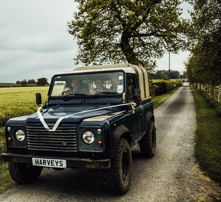 Discovery wedding transport for Oxfordshire barn wedding