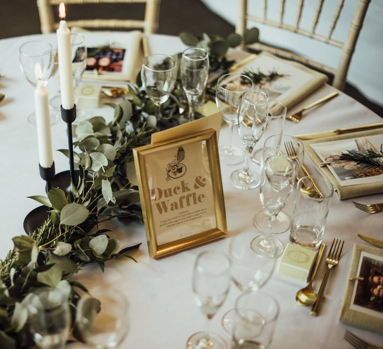 Wedding table with foliage decor