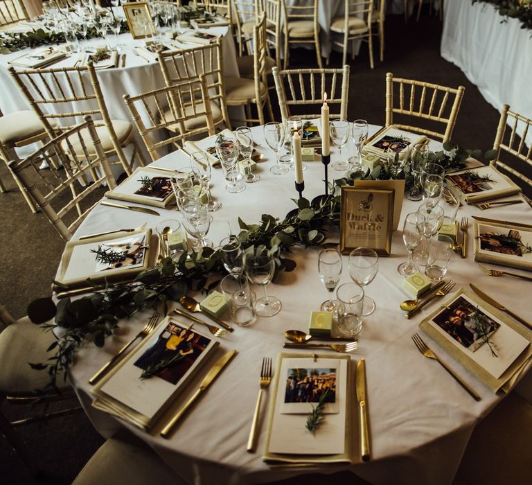 Wedding table with foliage decor