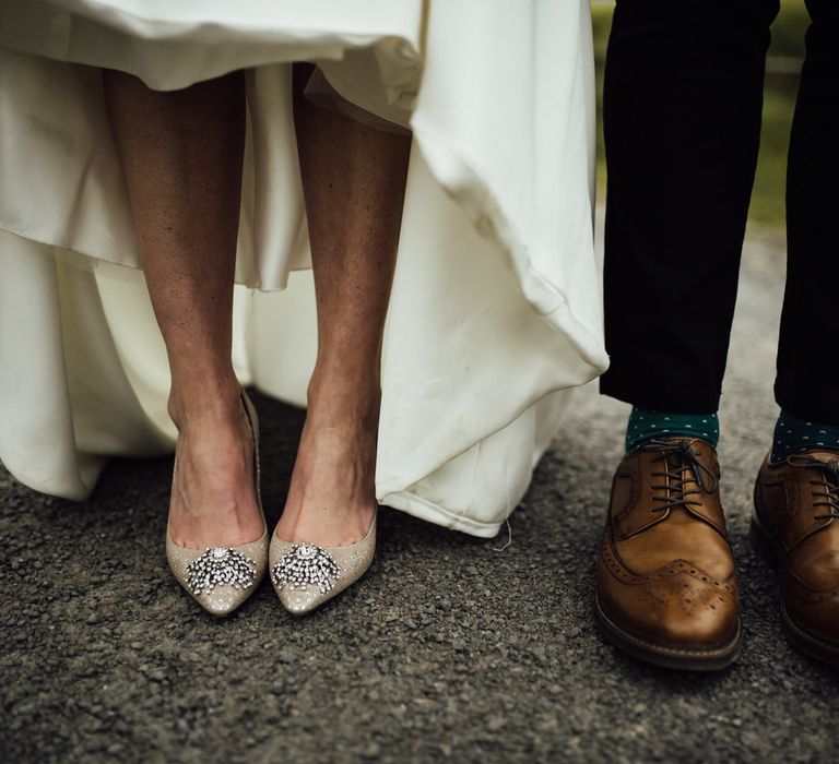 Bride wears Jimmy Choo wedding shoes