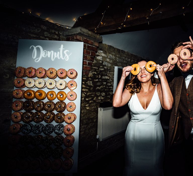 DIY Doughnut wall for Oxfordshire barn wedding