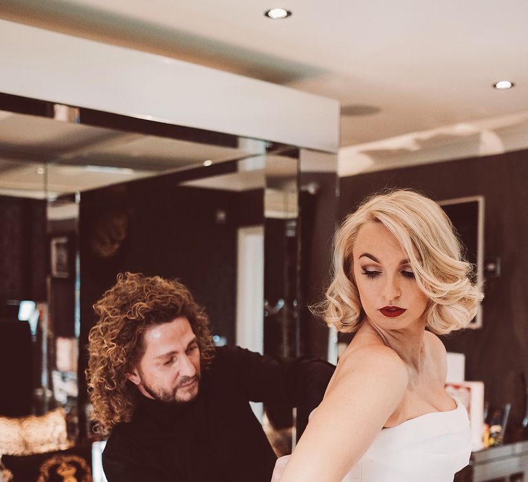 Wedding Morning, Bridal Preparations | Organza Justin Alexander Gown | Blush Pink &amp; Red, Christmas, Winter Wedding at Coltsfoot Country Retreat | Lemonade Pictures