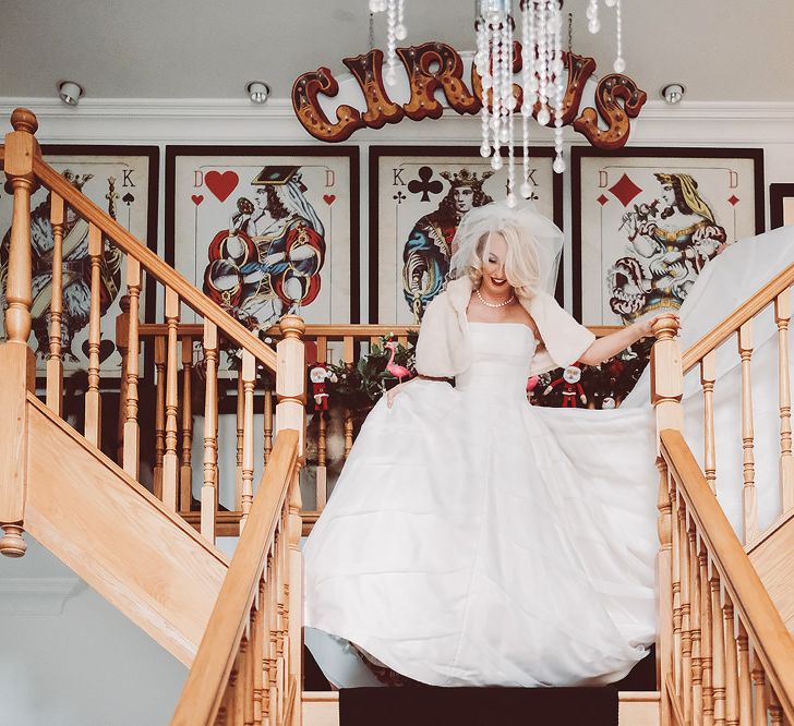 Bride in Organza Justin Alexander Gown | Blush Pink &amp; Red, Christmas, Winter Wedding at Coltsfoot Country Retreat | Lemonade Pictures