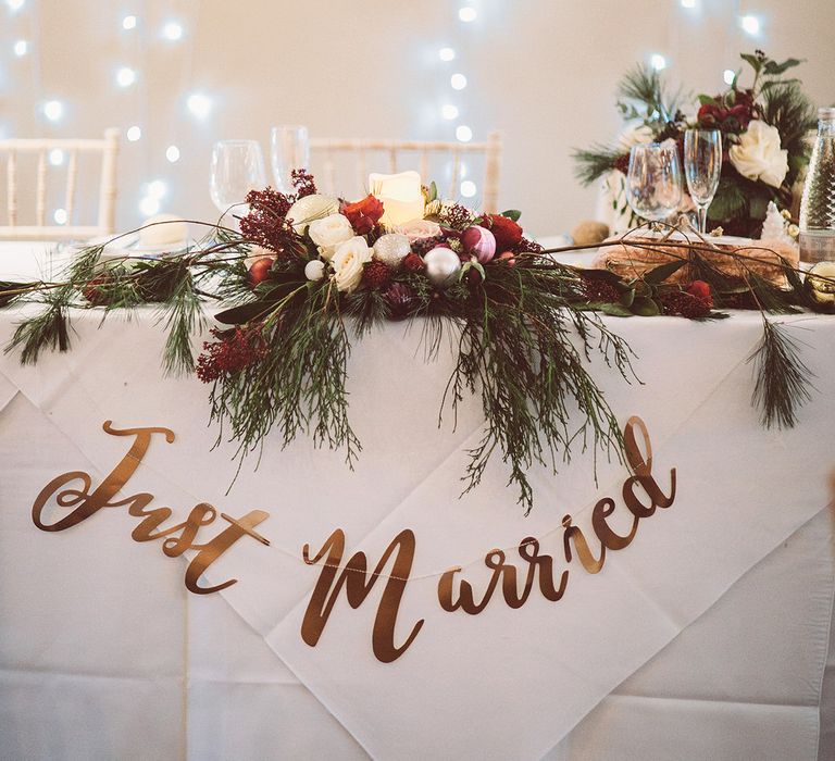 Top Table Wedding Decor | Blush Pink &amp; Red, Christmas, Winter Wedding at Coltsfoot Country Retreat | Lemonade Pictures